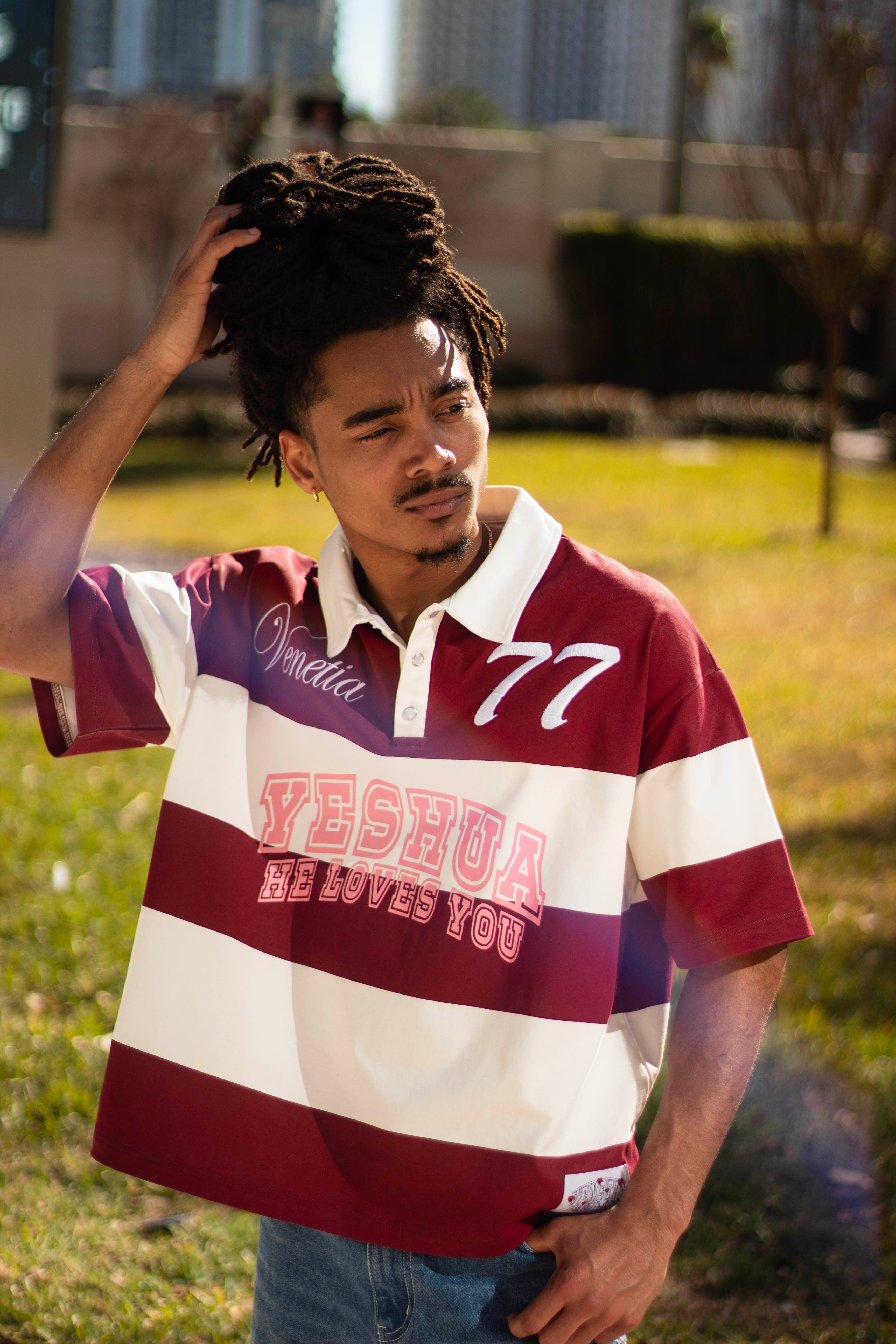 "He Loves you" Rugby Polo (Maroon)
