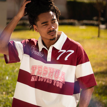 "He Loves you" Rugby Polo (Maroon)